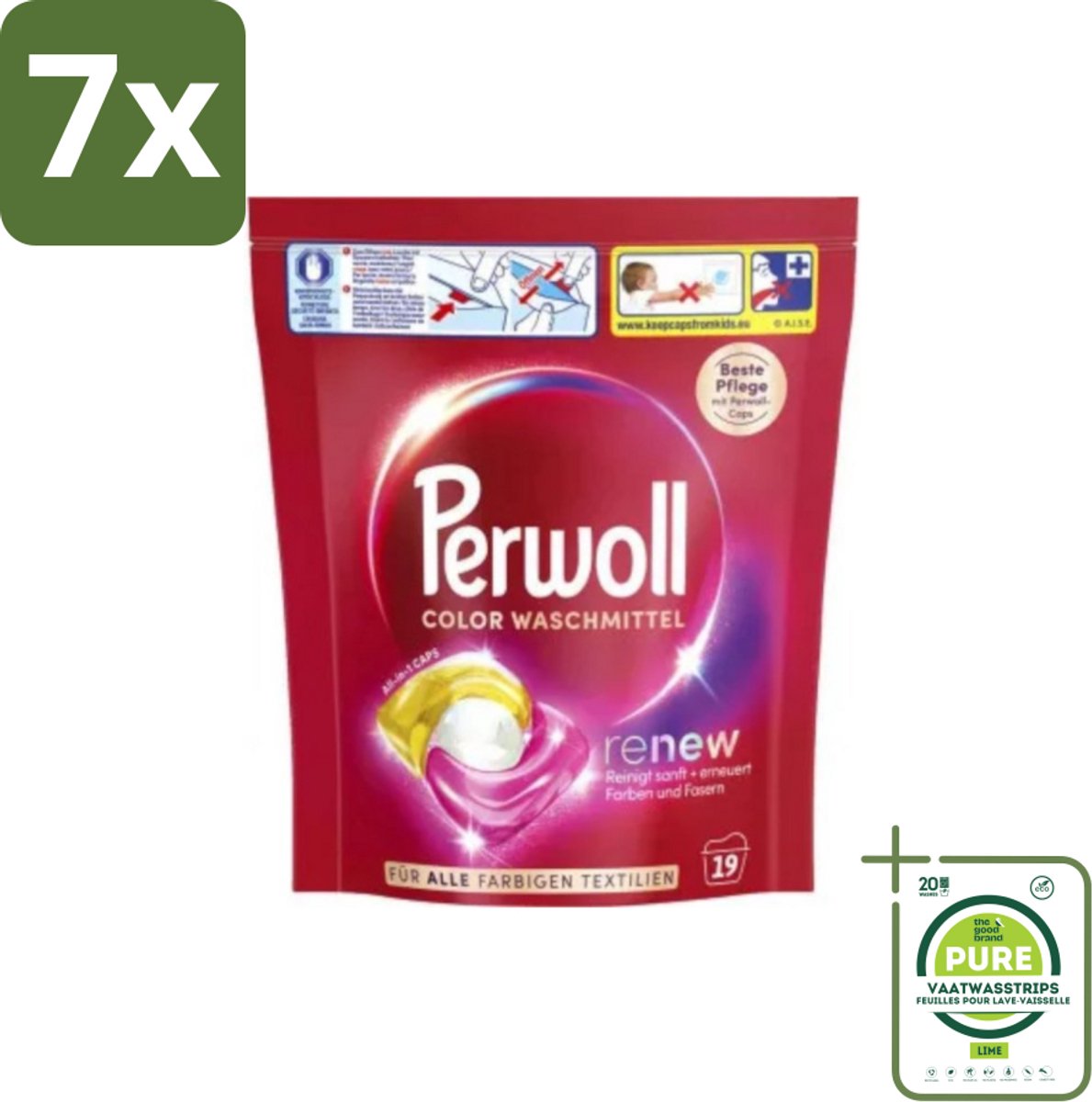 7 x Perwoll - Wasmachinecapsules - Lichte Was - 19 Wasbeurten - Grootverpakking - Wascapsules - Wasmiddel - Wasverzachter - Wasmachine - Wasmiddelen