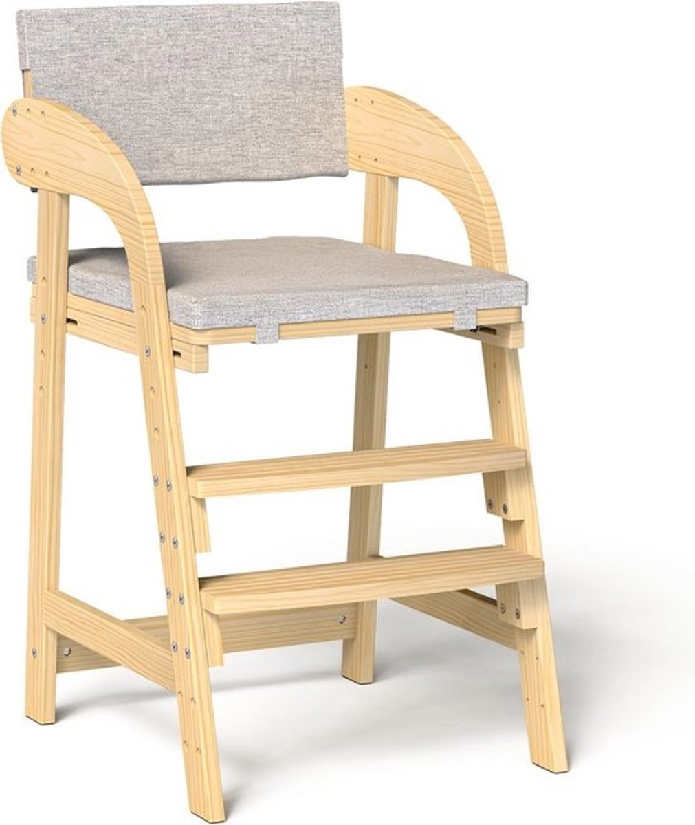 Houten verstelbare kinderstoel voor baby's en peuters van 2-12 jaar, tot 130 lbs, met verbreed voetpedaal en wasbaar kussen