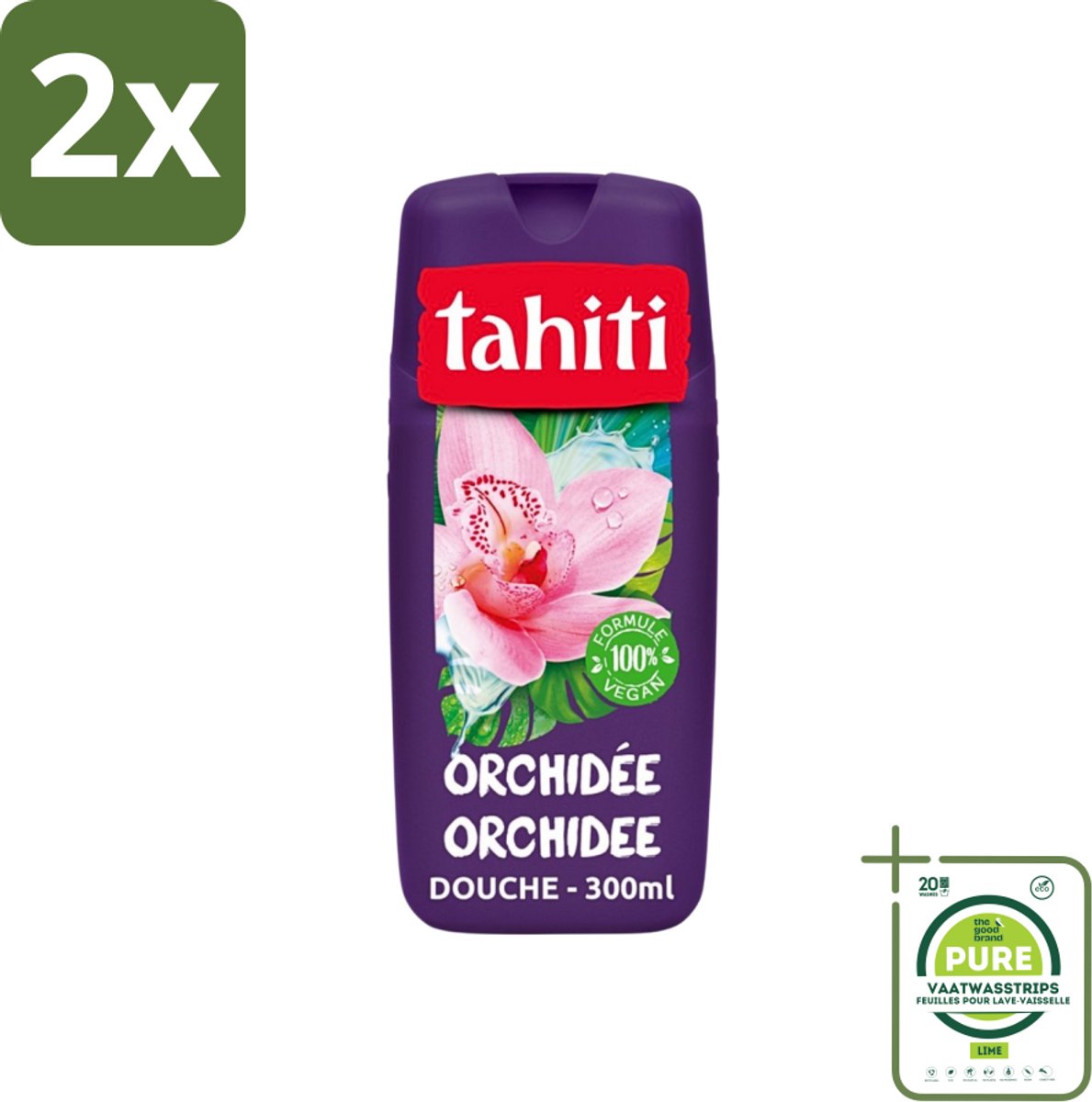 Tahiti - Douchegel - Orchidee - 100% Vegan - 300 ml - Voordeelverpakking - 2 stuks - Douchegel - Orchidee geur