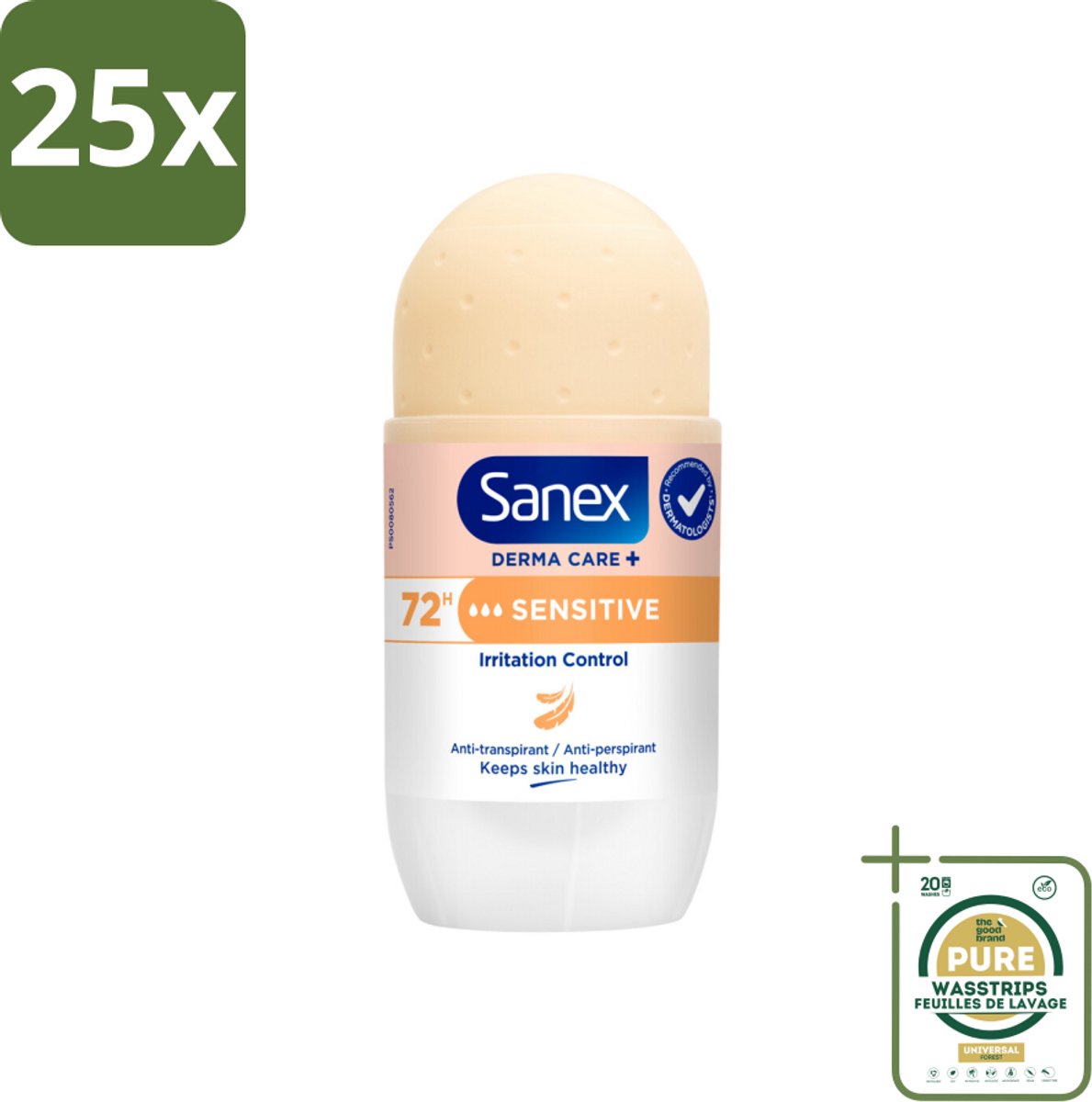 25 x Sanex – Deodorant Roller – Dermo Sensitive – 53 ml - Grootverpakking - Kabel - Kabels - Kabelsysteem - Kabelsysteem