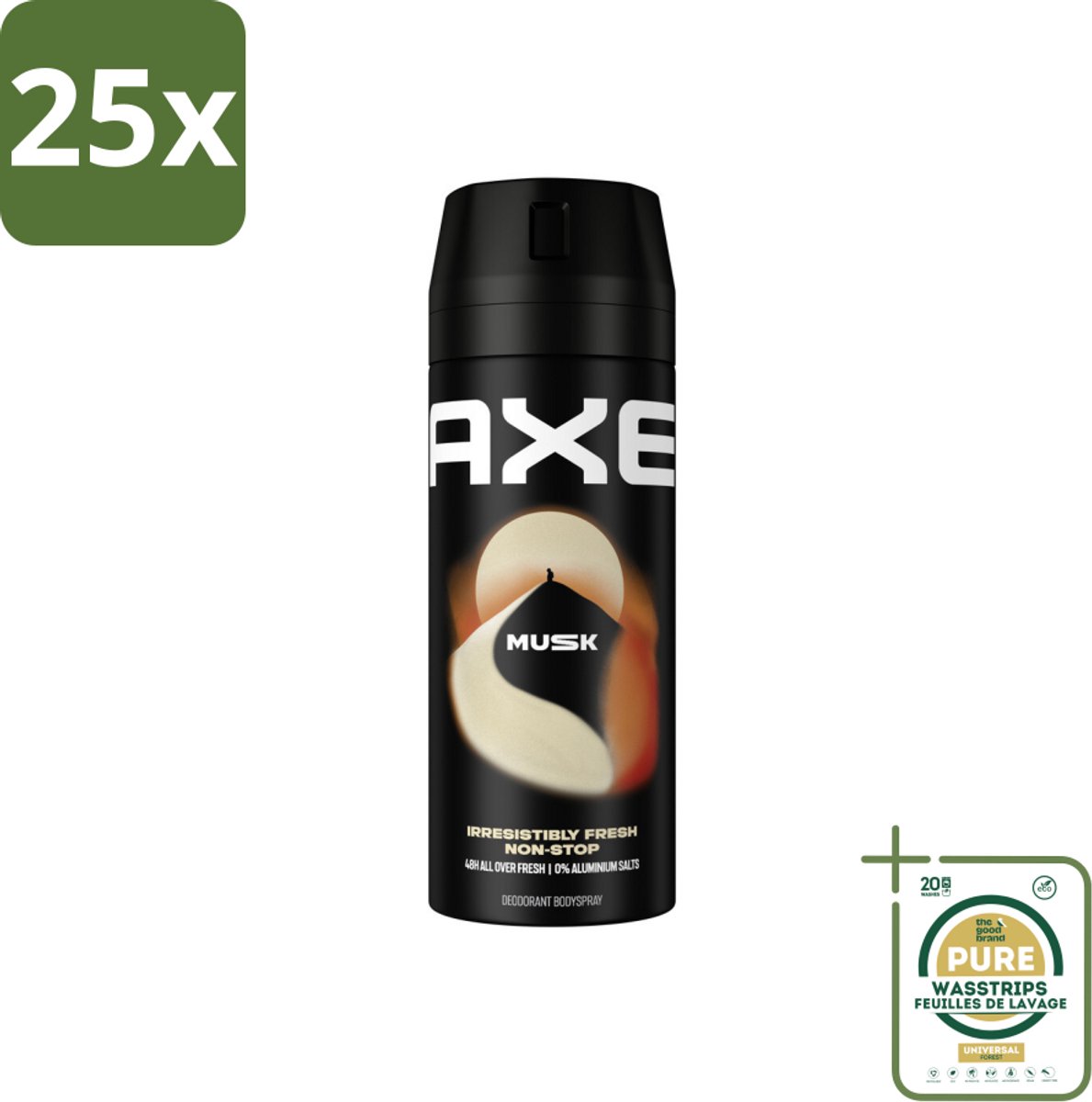 25 x Axe - Deodorant Bodyspray - 48hrs Fresh - Musk - Patchouli & Fougere - 150 ml - Grootverpakking - 48 Uur Geurbescherming - Deodorant Sprayer - Zinktechnologie - Geur Van Musk - Geur Van Patchouli