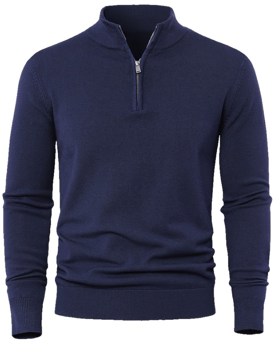 Currero Quarter Zip Heren Sweater Met Rits Jumper Quarterzip Hoodie Warme Trui Vest Lang Coltrui Koningsblauw