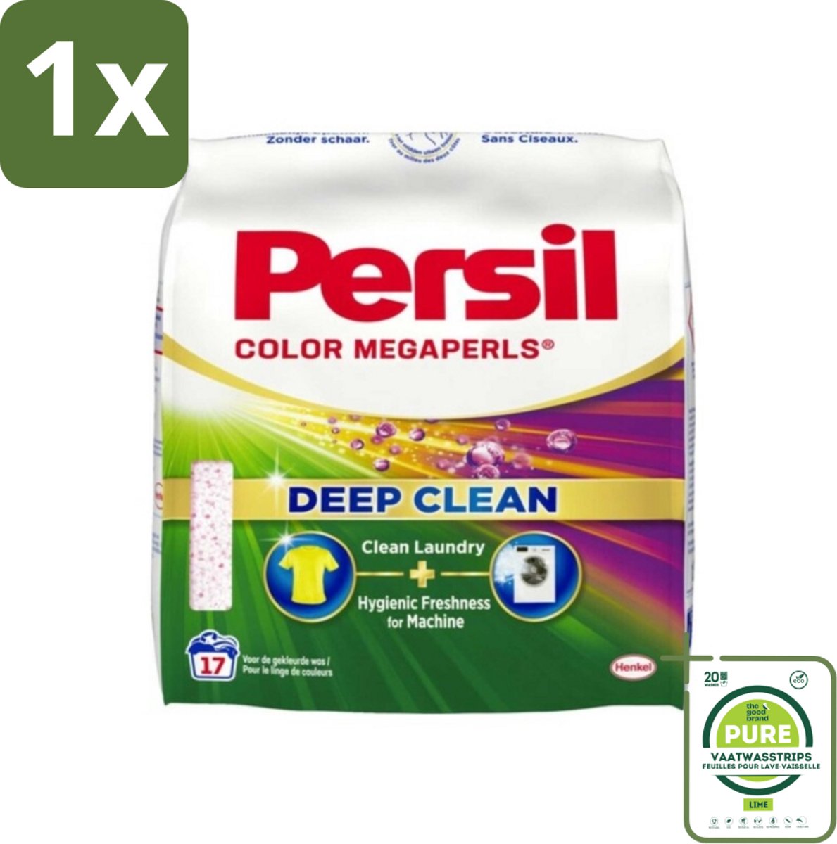 1 x Persil Waspoeder Megaperls Color 17 Wasbeurten 1,02 kg - Waspoeder - Gekleurde Was - Vlekkenverwijderaar - Wasmiddel - Wasverzorging