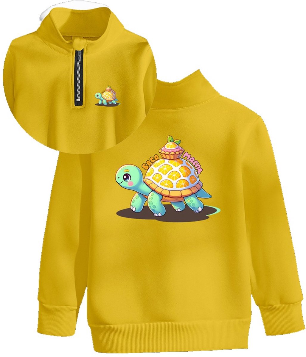 Currero Quarter Zip Jongens Sweater Met Rits Jumper Quarterzip Hoodie Jongen Warme Trui Vest Lang Coltrui 9 Jaar Geel