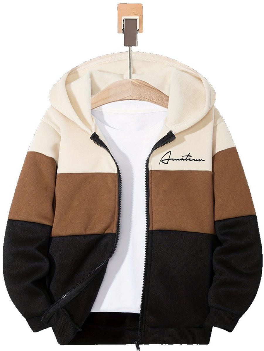 Currero Vest Jongens Met Rits Sweater Jongen Cardigan Gebreid Sweaters Hoodie Warme Trui Lange Mouw 9-10 Jaar Bruin