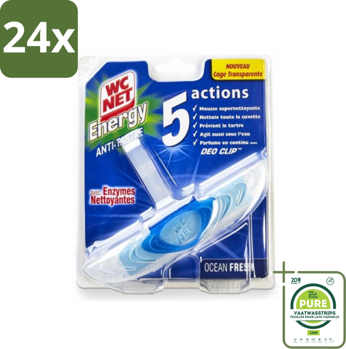 WC Net - Toiletblok - Ocean Fresh - 1 Blokje - Voordeelverpakking - 24 stuks - Toiletblok - Wc reiniger