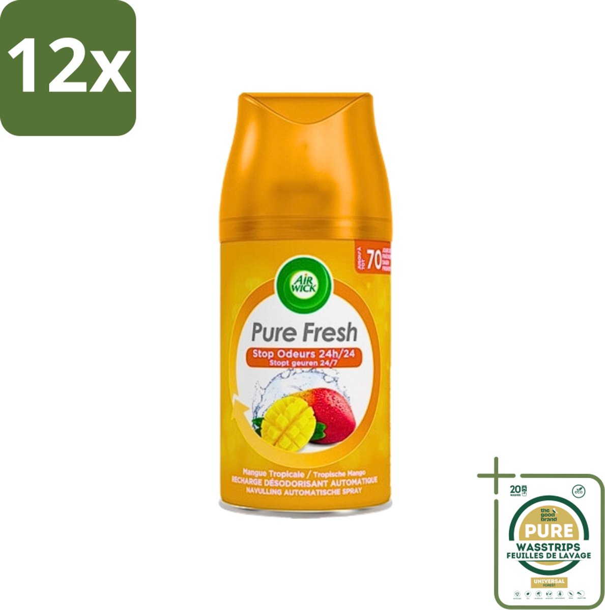 Air Wick Freshmatic - Luchtverfrisser Navulling - Tropische Mango - 250ml - Voordeelverpakking - 12 stuks - Air Wick Freshmatic - Geurverspreider