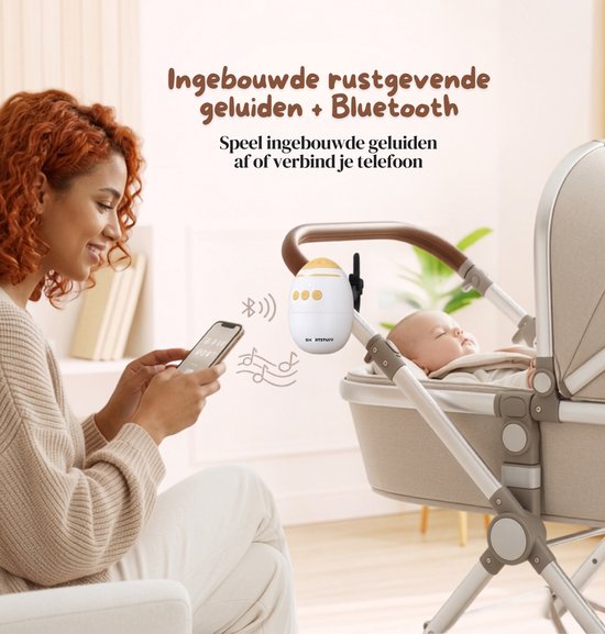 SmartStuff® Baby Rocker voor kinderwagen - Met Speaker voor White Noise & Bluetooth Audio - Voor Wipstoel Baby - Oplaadbaar - Automatisch Wiegen - Stille Motor — afbeelding 3