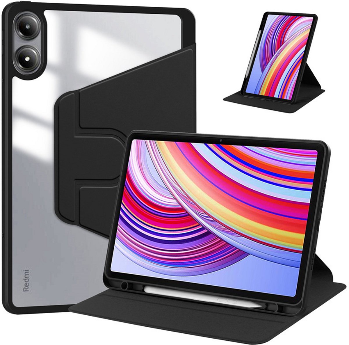 Coverup Tablethoes geschikt voor Xiaomi Redmi Pad 2 Pro Hoesje - 360° Rotating Folio Book Case met Wake/Sleep - Zwart