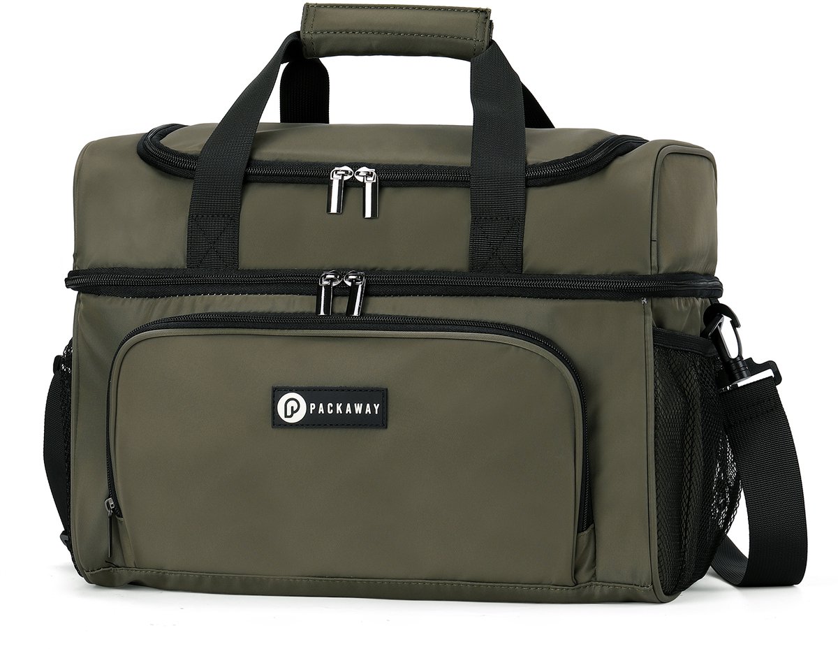 Packaway Koeltas 20L - Lunchtas - Inclusief 4 Koelelementen - Dubbel Compartiment - 4-Laags Geïsoleerd - Waterafstotend - Olive Green — cadeau in Sport & Outdoor - foto 3