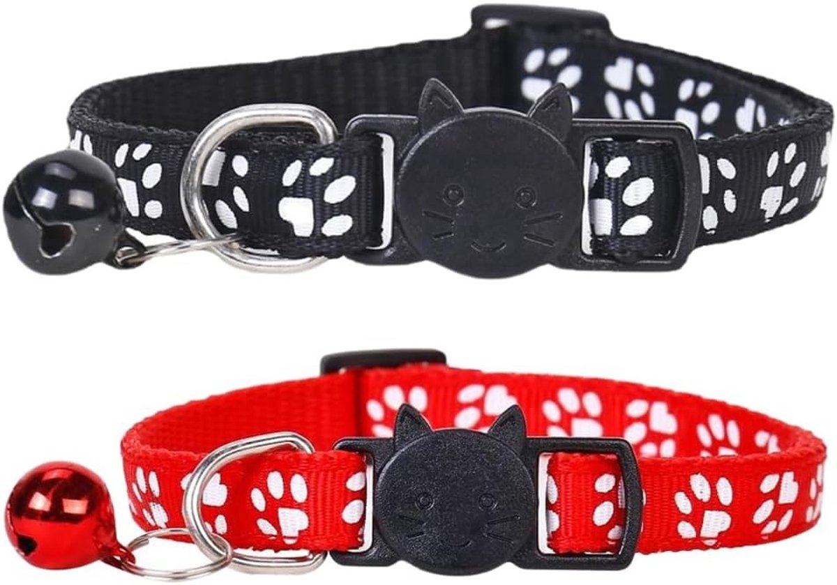 2-delige Kattenhalsband met Veiligheidsluiting en Bel - Verstelbare Halsband voor Katten en Kittens