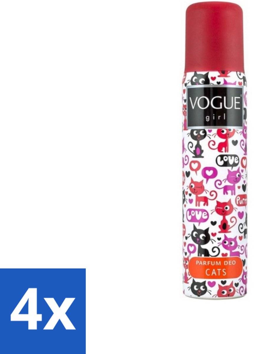 Vogue - Deodorant - Girl - Parfum Cats – 100 ml - Voordeelverpakking - 4 stuks