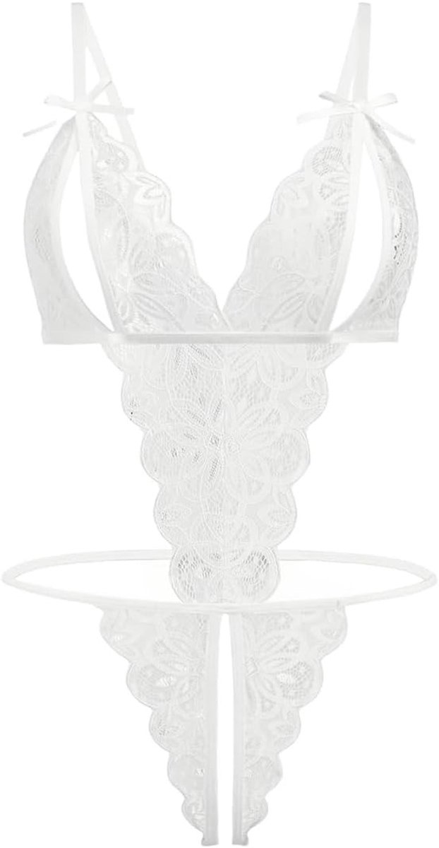 Lace Bodysuit voor Dames, Sexy V-Neck Pyjama Nachtjurk, Transparante Negligee Set voor Romantische Avonden, Nachtkleding, Verleidelijke Rugloze Ontwerpen