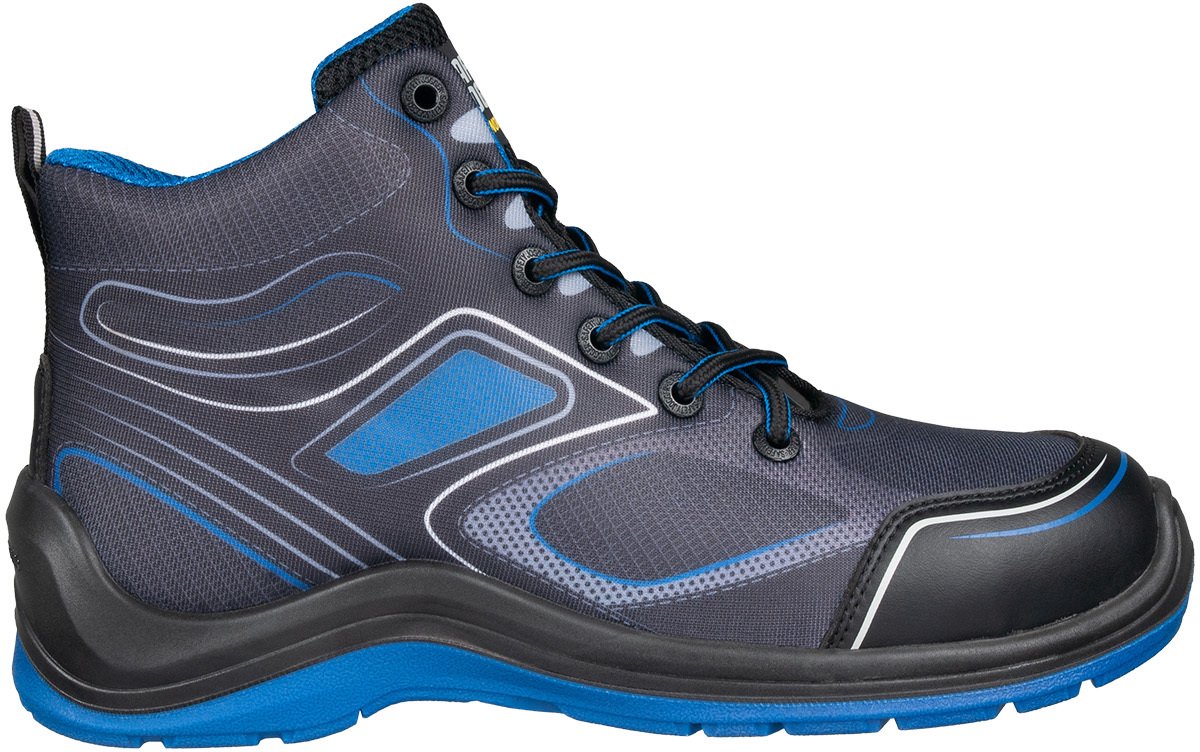 Safety Jogger Flow S1P Middelhoog Slipvast SRC – ESD, Zwart/Blauw – Maat 35