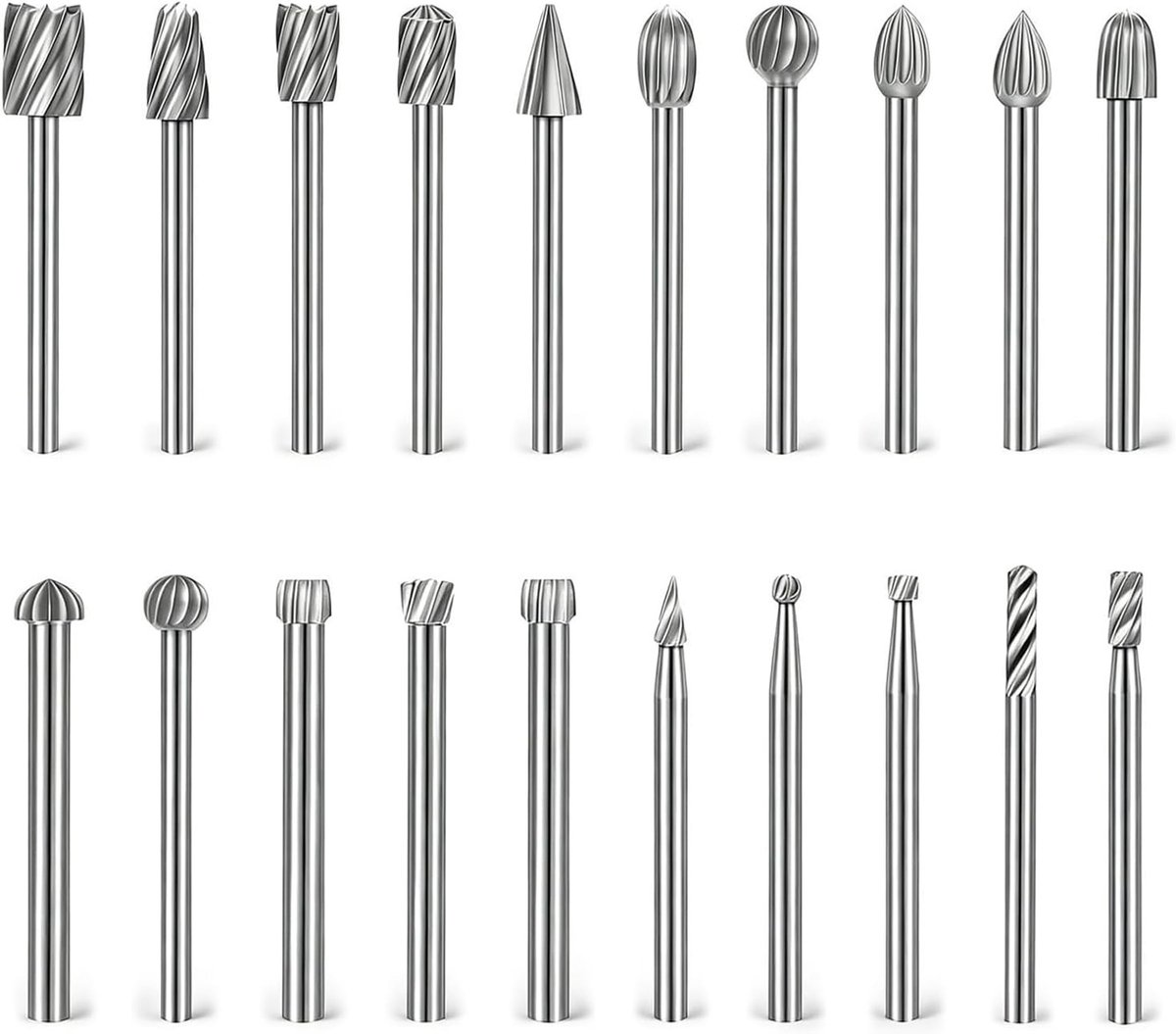 20 Stuks Stalen Draai Gereedschappen, Tungsten Carbide Freesbits voor Polijsten, Graveren en Houtbewerking
