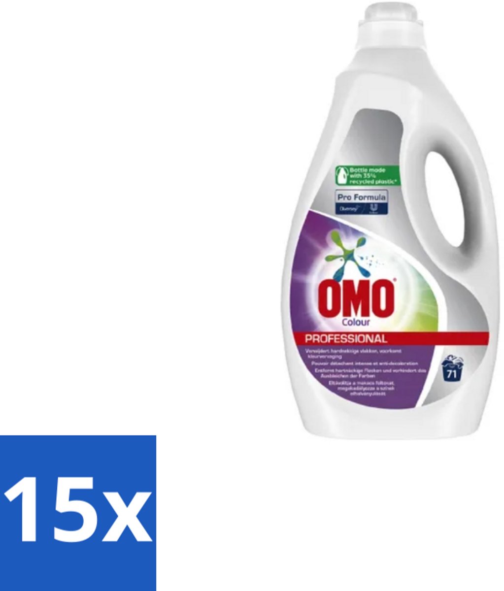 Omo Professional – Vloeibaar Wasmiddel – Color – 71 Wasbeurten – Pro Formula – 5 L - Bulkverpakking - 15 stuks