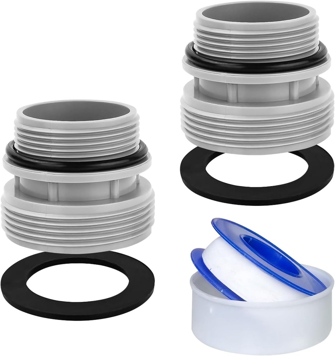 Complete Set voor Zwembadonderhoud met 1 1/2 Inch Adapter, O-Ringen en Lijmtape voor Boven Grond Zwembaden
