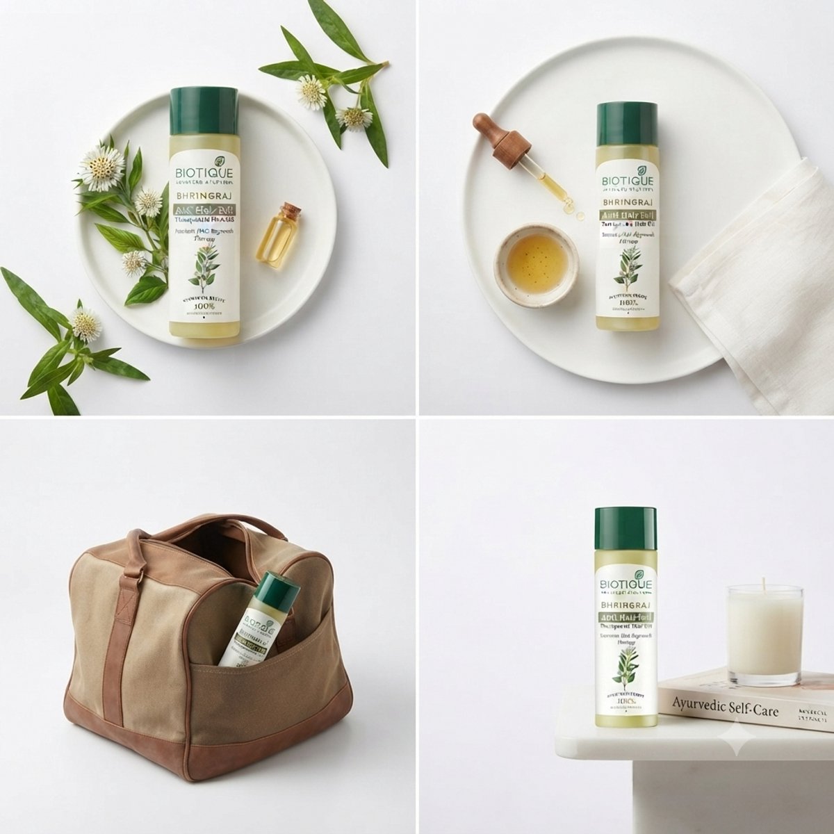 Biotique Bhringraj Fresh Growth Therapeutic Hair Oil - Natuurlijke Kruidenolie voor Dun en Haaruitval - Stimuleert Haargroei en Versterkt de Hoofdhuid - 200 ml Met Kajal Sticker