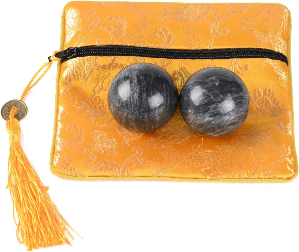 3.5cm Marmeren Oefenhandballen voor Meditatie en Fitness - Handtherapie en Ontspanning in Donkergrijs zonder Klokken