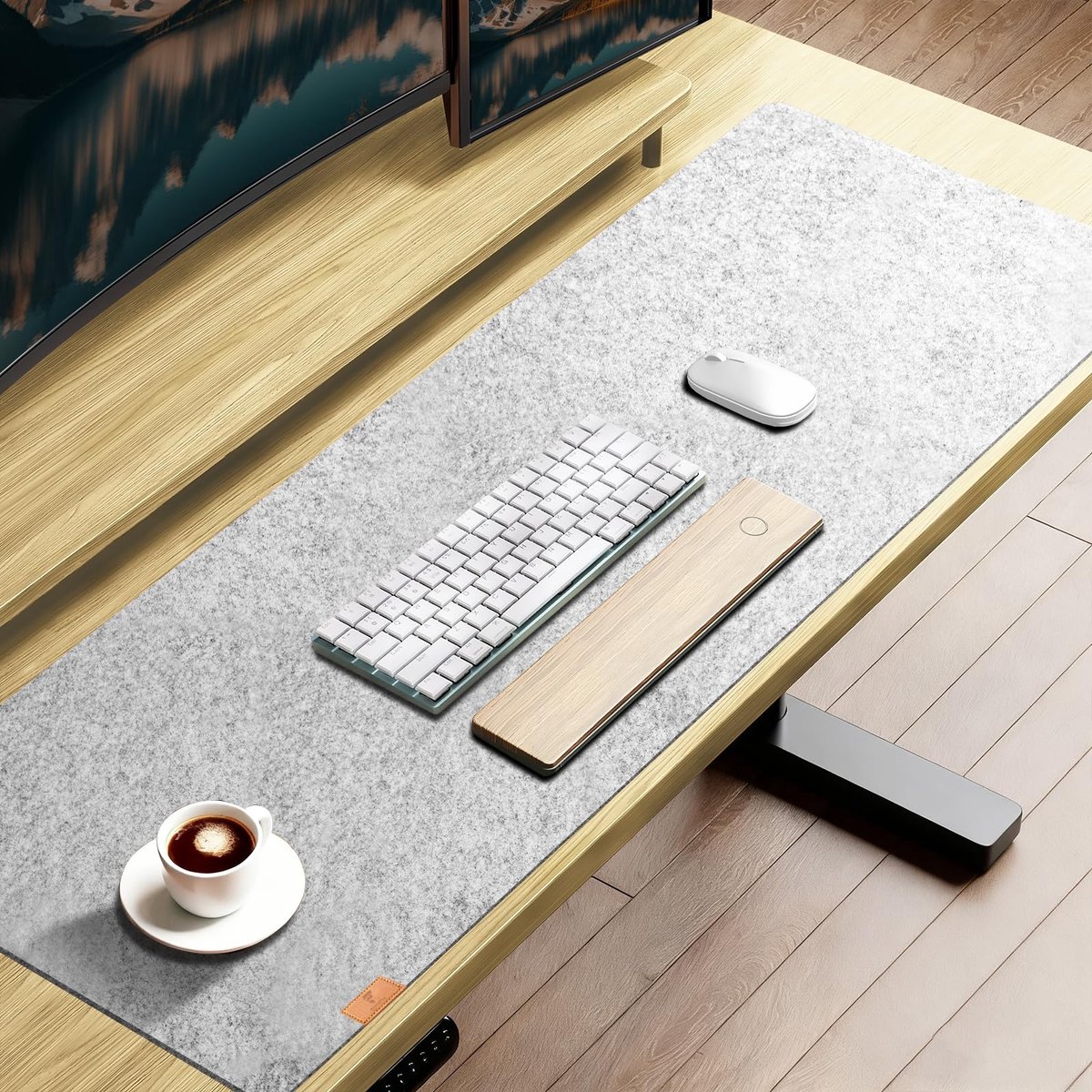 shinfly Bureauonderlegger, vilt, 120 x 60 cm, bureauonderlegger, antislip bureaumat, bureaubescherming voor - ShopVlot