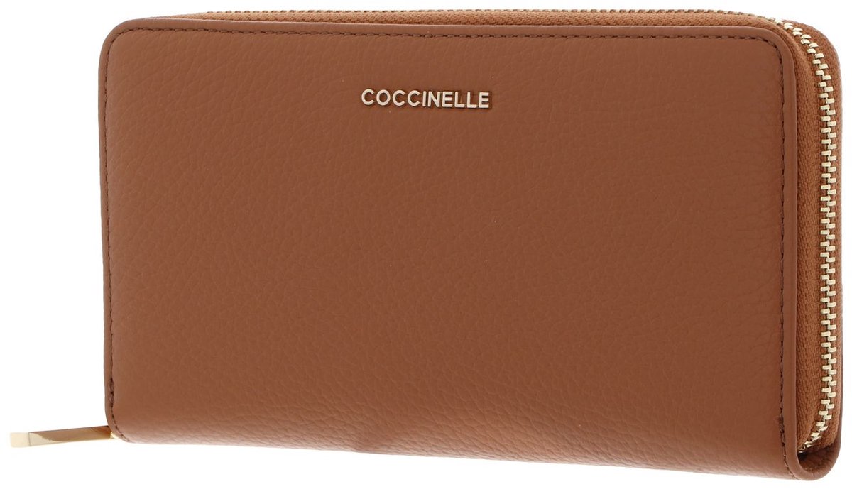 COCCINELLE Leren portemonnee Metallic Soft Wallet Grained Leather Robin Lichtbruin