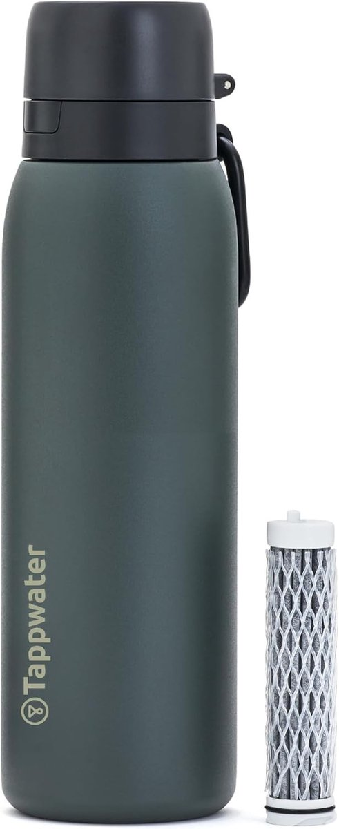 Waterfilter survival - Zwart - 740 ml - Roestvrijstalen thermische fles met filter - Voor outdoor en reizen