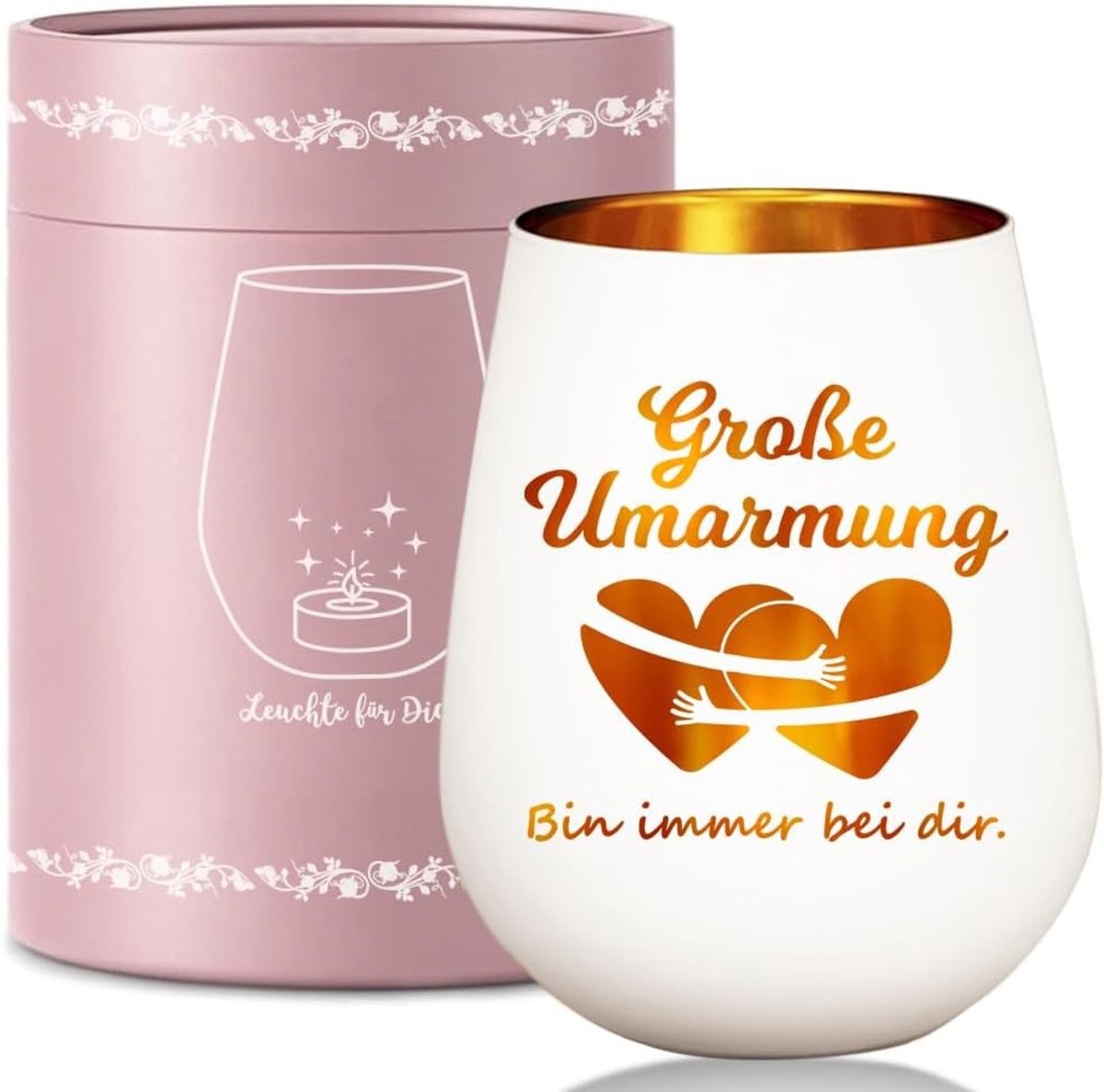 Windlicht van glas - Transparant - 11,3 x 8,6 x 8,6 cm - Gegraveerd Glas met Spreuk - Decoratief Cadeau voor Dames