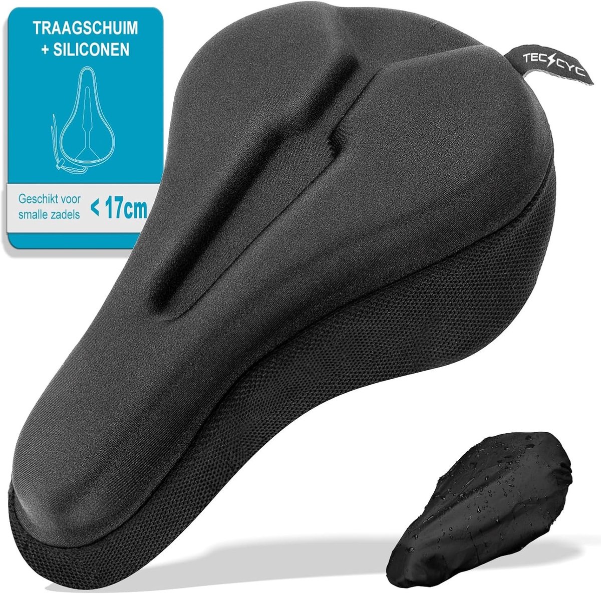 Zadeldekje voor fiets - Zwart - 29 x 18 cm - Dubbellaags Traagschuim Ergonomisch Fietszadelkussen - Voor Dames en Heren
