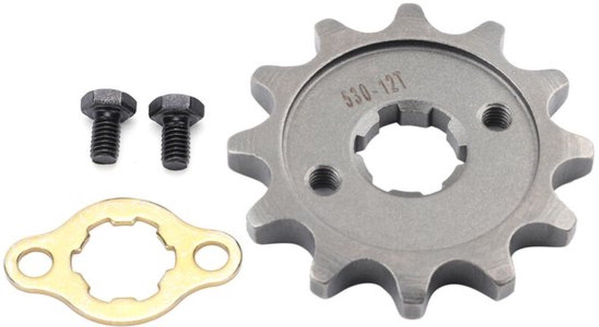 Voortandwiel, 17 mm x 30 mm, voormotortandwiel met montagetoebehoren, 12 tanden gelegeerde staaltanden, Geschikt Voor 530 ketting met Geschikt Voor onderdelen.