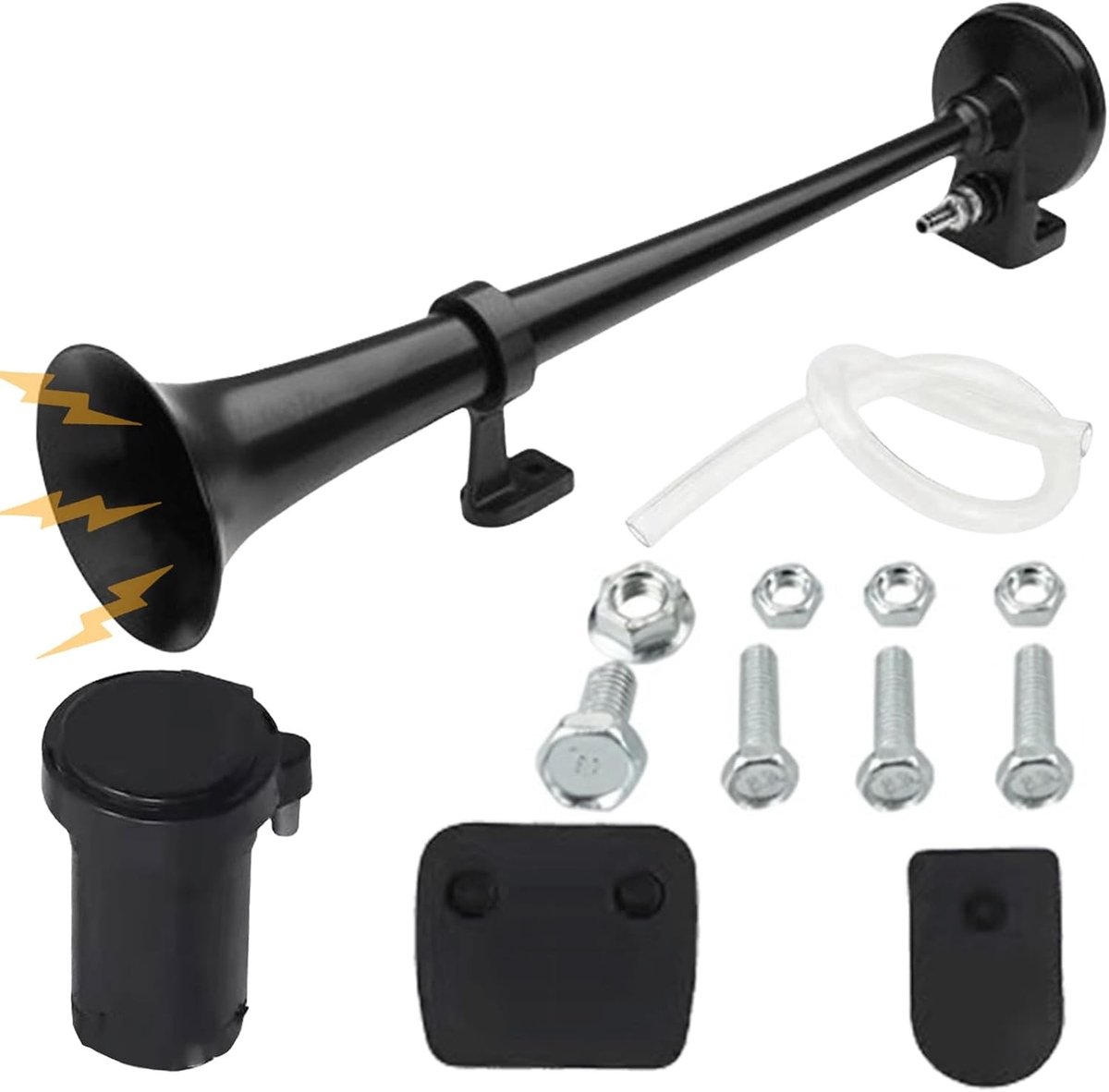 Luchthoorn - Zwart - 450 mm - Metalen Compressor - Voor 12V Voertuigen