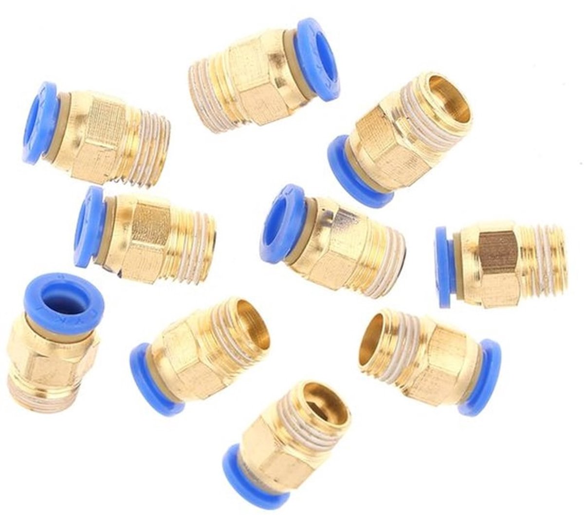 Pneumatische Snelkoppelingen - Luchtfittingadapter - 10 Stuks - 8 Mm Diameter - Snelle Aansluiting - Hoge Druk Omgevingen - Geschikt voor...