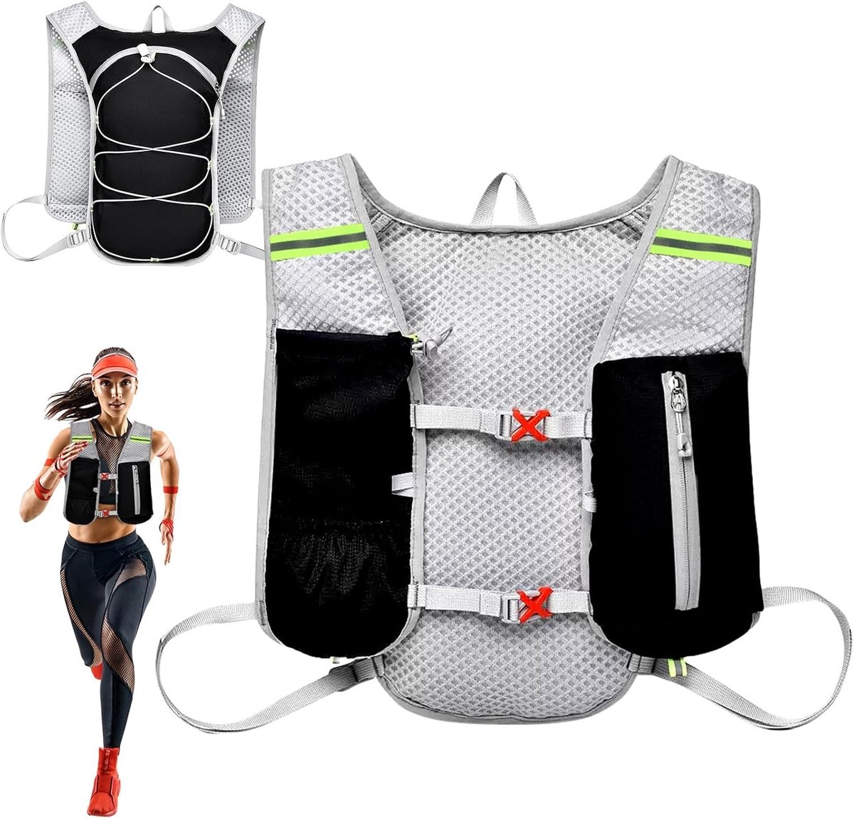 Loopvest – Ademend Polyester Verstelbaar Hardloopvest met Reflectie Unisex Zwart