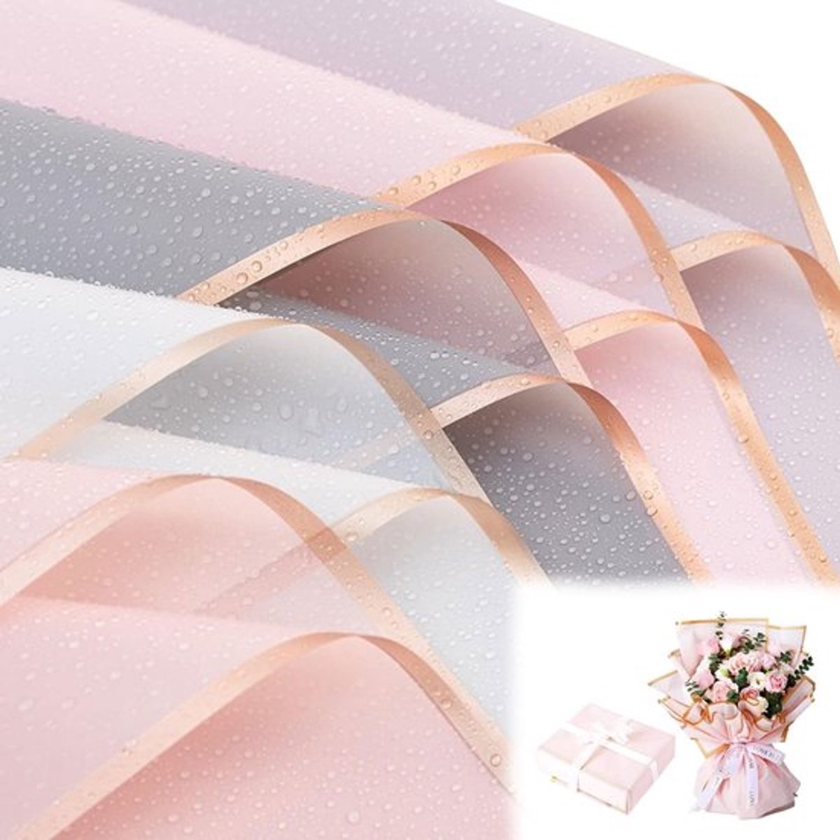 Inpakpapier Waterdicht - Cadeaupapier Boeketten - Verpakkingspapier Bloemen - Duurzaam - Scheurvast - 10 Stuks (58 x 58 cm)