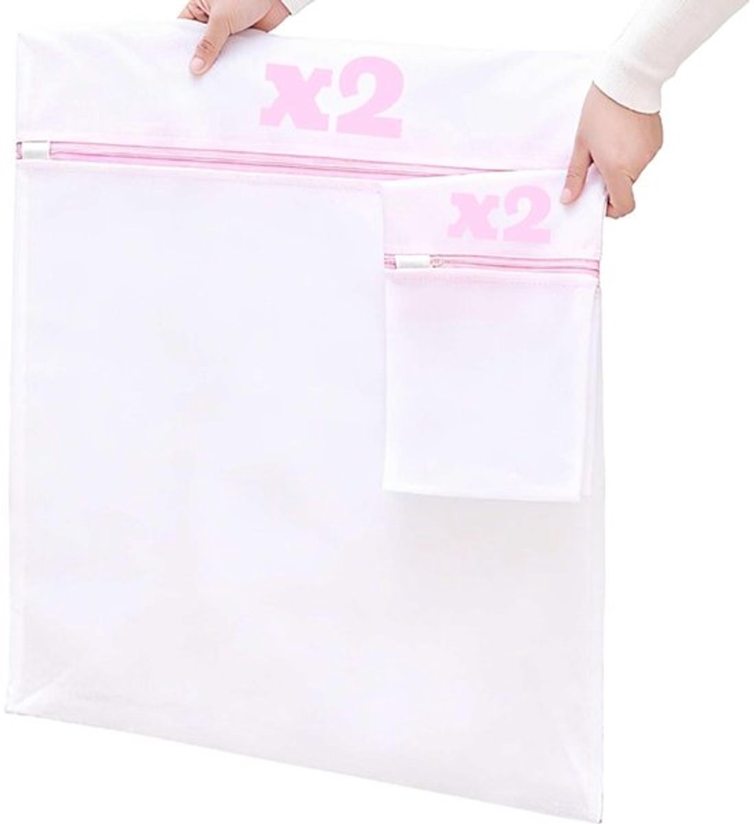 Wasnet Set van 4 - Extra Grote Wasnetten - 2 Maten Waszakken - Bescherming voor Kleding - Machinewasbaar - Duurzaam Polyester - Waszak