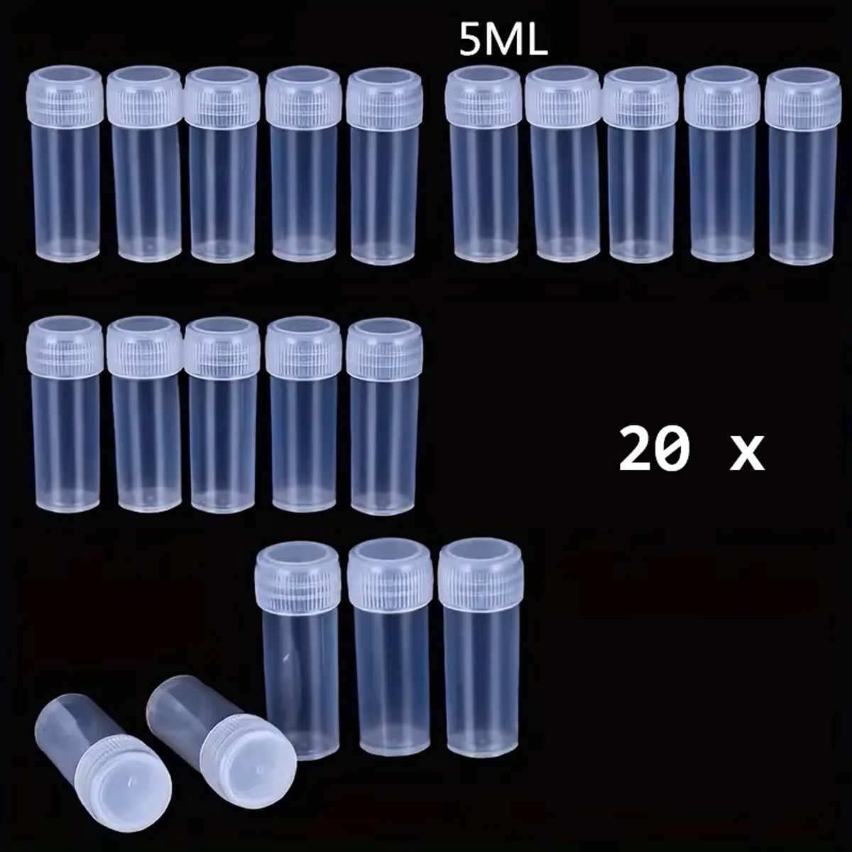 Han-Bar® hobbypotjes Transparante 5 ml - Mini plastic 42X15 mm containers (20 stuks)