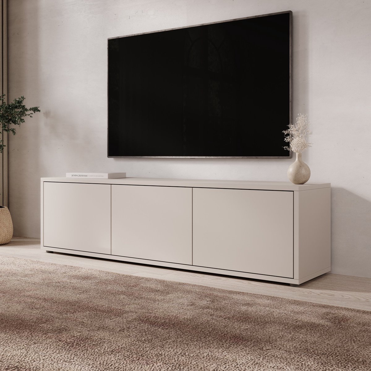 Meubella - Amber - TV-Meubel - Beige - 154x35x42 cm