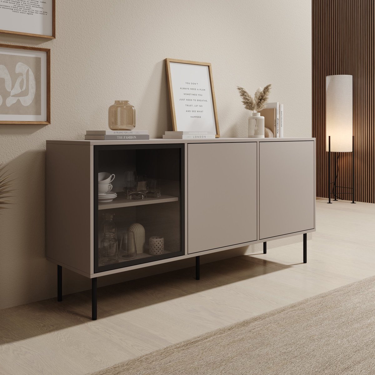 Meubella - Dimora - Dressoir - Beige - 151x40x75 cm
