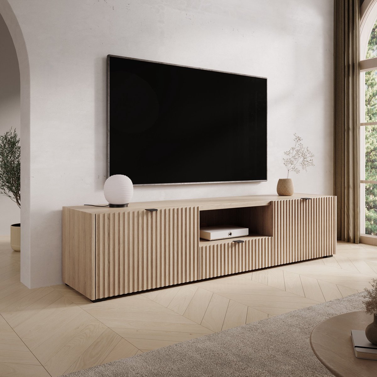 Meubella - Callahan - TV-Meubel - Eiken - 179 cm