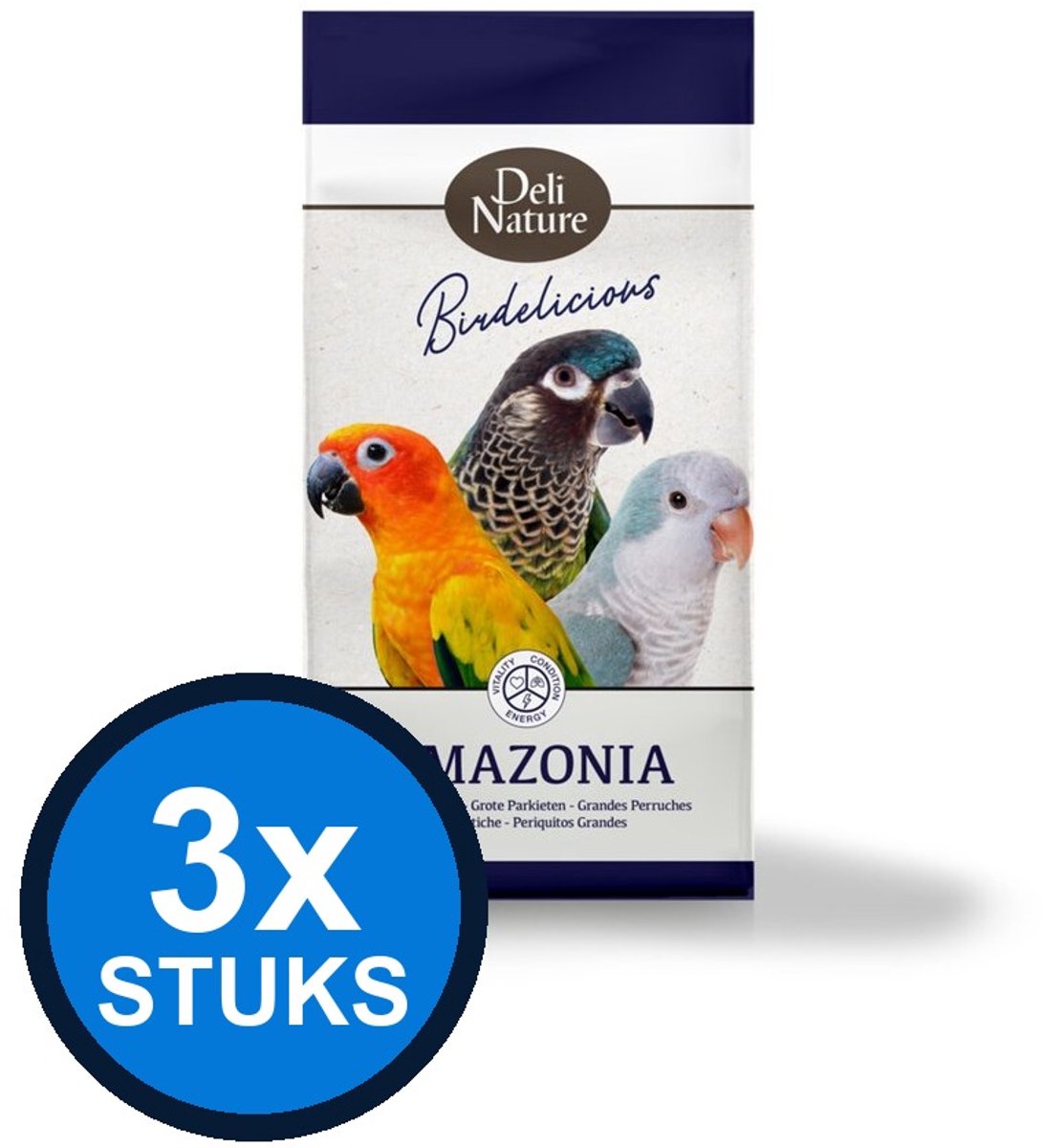 3x Deli Nature Birdelicious Amazonia Grote Parkiet - Vogelvoer