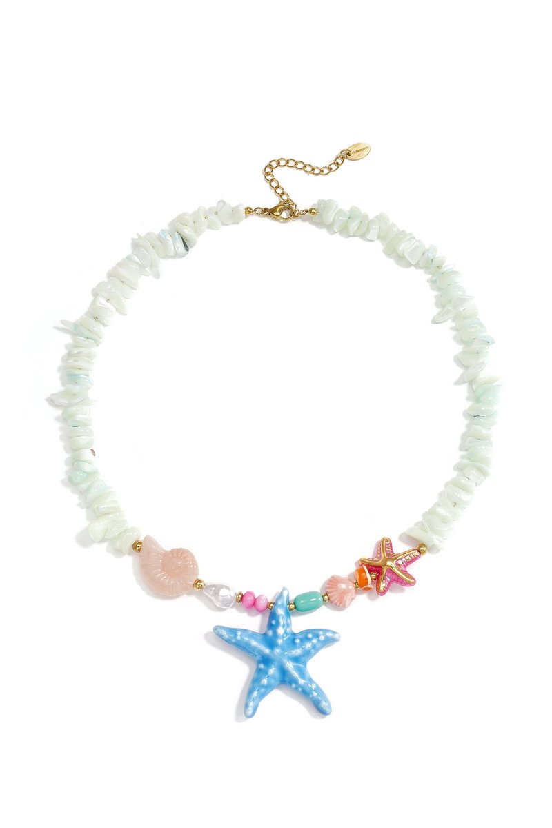 Ziva - Kralen Ketting - Groen - Stainless Steel - - Groen