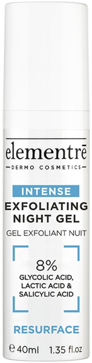 Elementre Dermo Cosmetics Exfoliërende Nachtgel - Gezichtsverzorging - Intense Peeling - 8 Procent Zuren - Glycolzuur Melkzuur Salicylzuur - Voor Onzuivere Huid - 40 ml