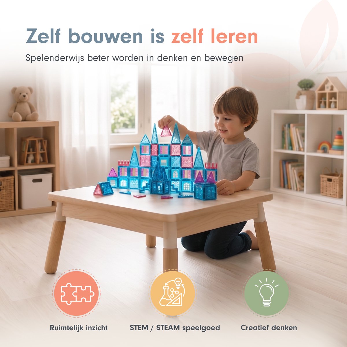 Magnetic tiles - Magnetische tegels - Magneet tegels - Travel set - Constructiespeelgoed - Met 2 Magna poppetjes - Bouwstenen Educatief mind montessori - Magneten speelgoed - 3, 4, 5, 6 jaar — afbeelding 7