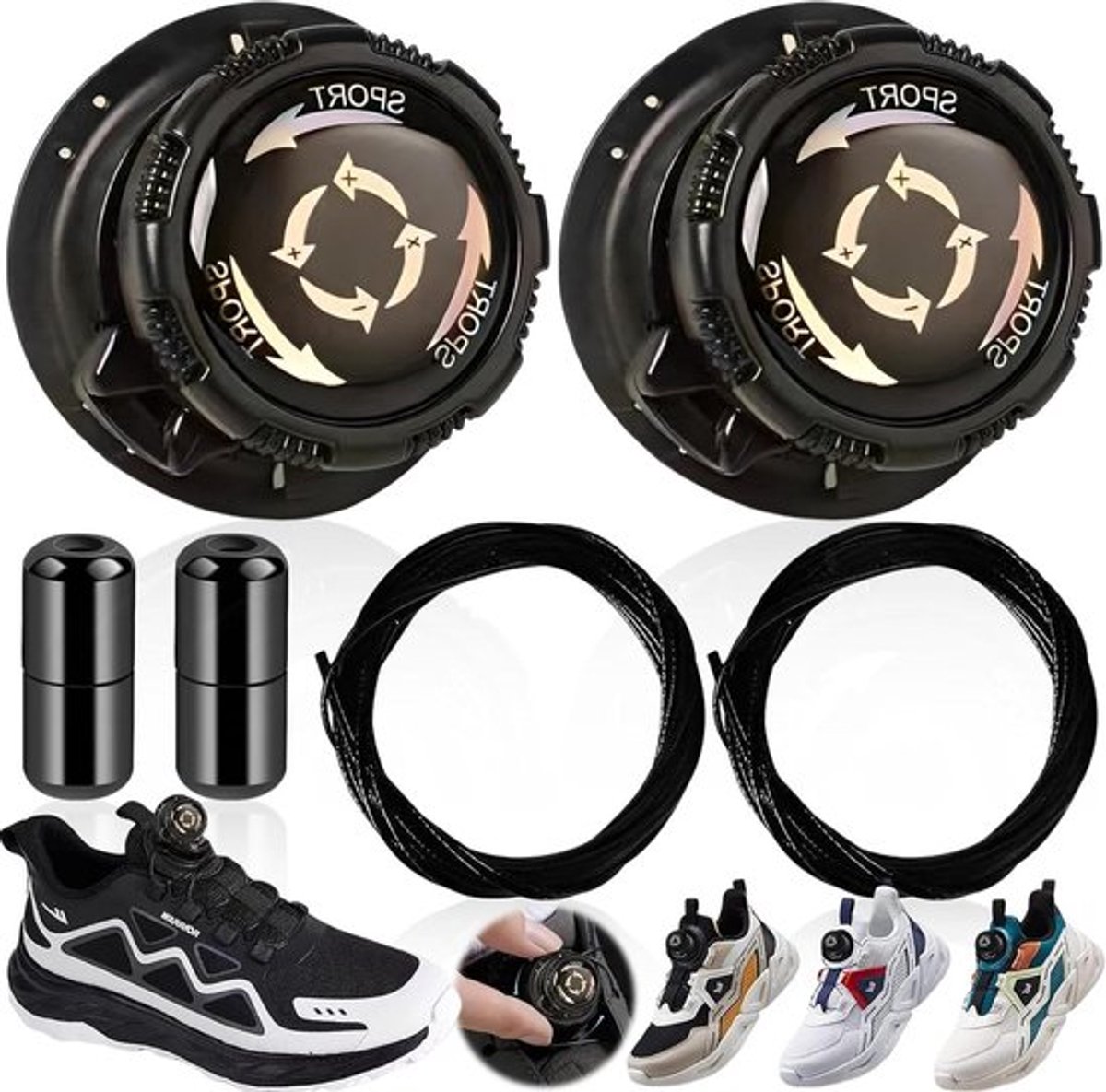 Metalen Draad Snelsluiting Veters - Geen Stropdas - Sterke Sluiting - Unisex (Zwart)