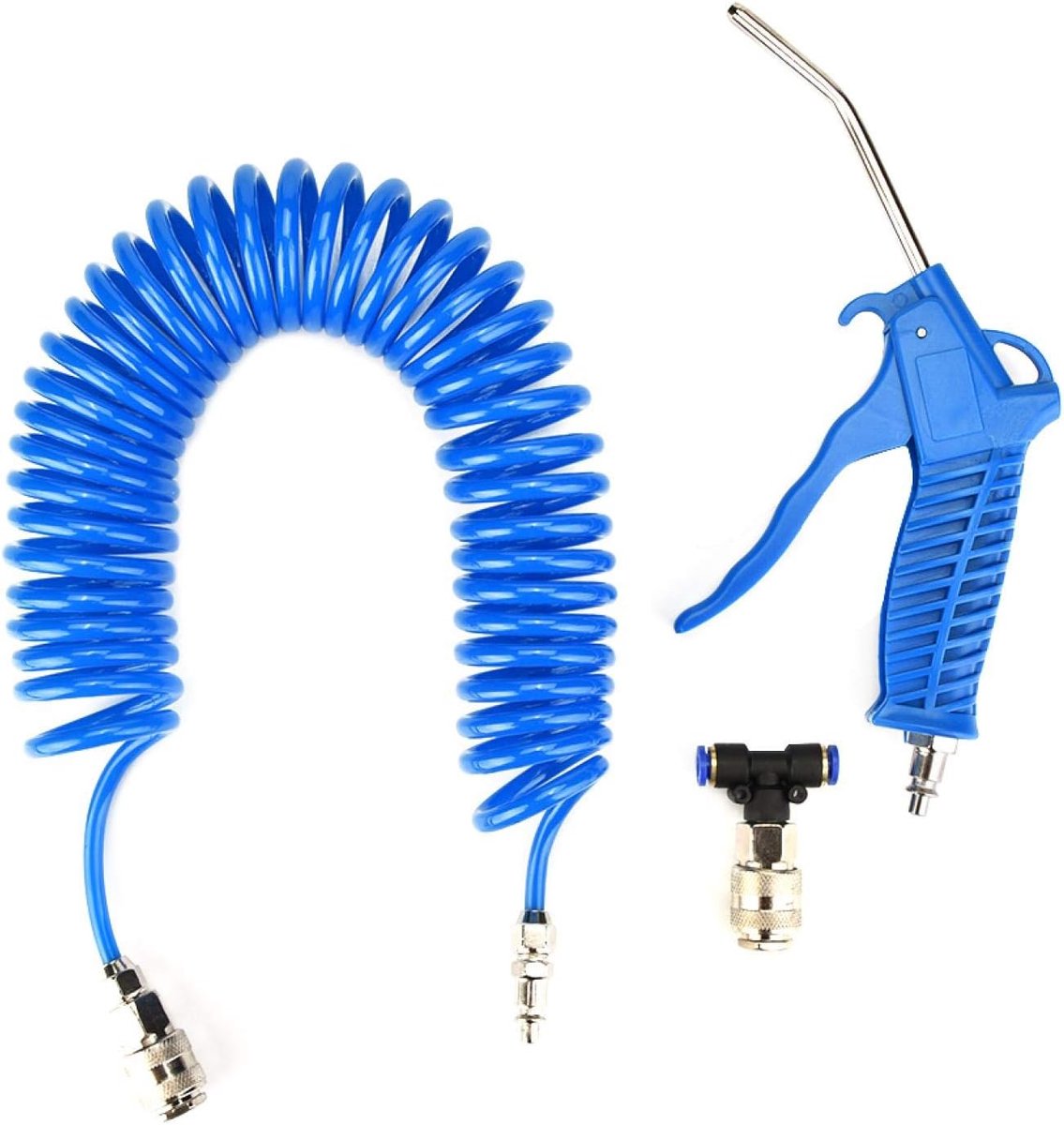 LitaLife Blaaspistool Set 3-Delig – 5 Meter Spiraalslang – 120 mm Mondstuk – 10 Bar – Met Snelkoppeling en T-Koppeling