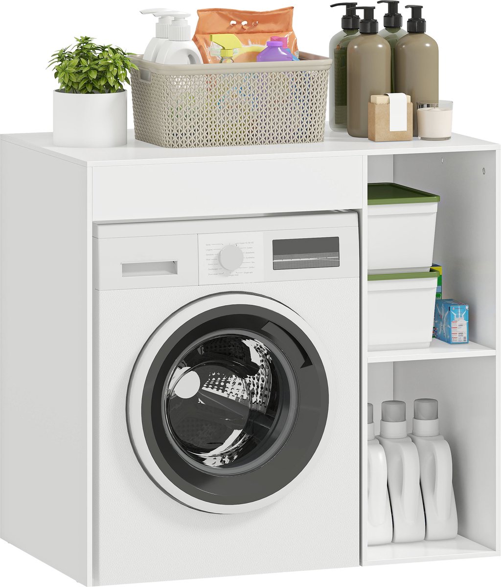 Kast boven de wasmachine - badkamerorganizer boven het toilet met open opbergvakken voor de badkamer - wit