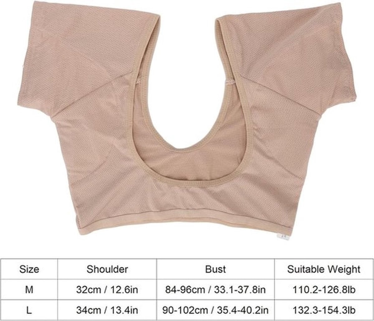 Ademende Zweetbeschermer voor Sport - Wasbaar Okselzweetvest Dames - beige - 3 Lagen Mesh - Okselzweetpads