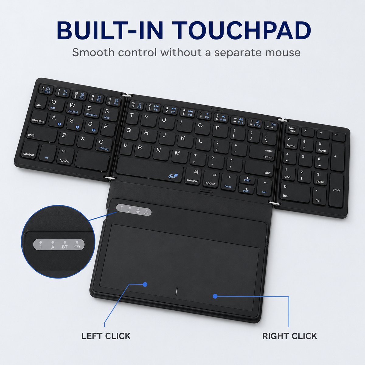 Opvouwbaar Toetsenbord - Bluetooth Keyboard - Met Touchpad - Stom - Lange Batterijduur - Voor Tablet Smartphone Laptop Pc Ios Android (zwart) — cadeau in Elektronica - foto 4