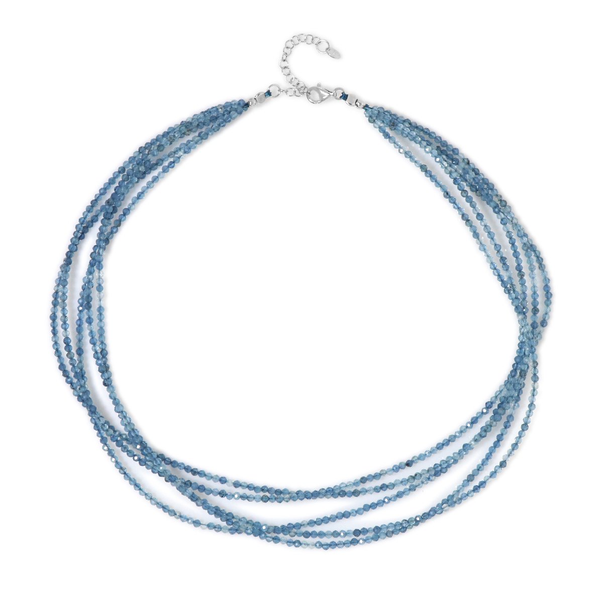 Cavill - 925 Sterling Zilver Halsketting - Braziliaanse Aquamarijn 86,56 ct - Meerlaagse Elegante Blauwe Edelsteen Ketting Dames