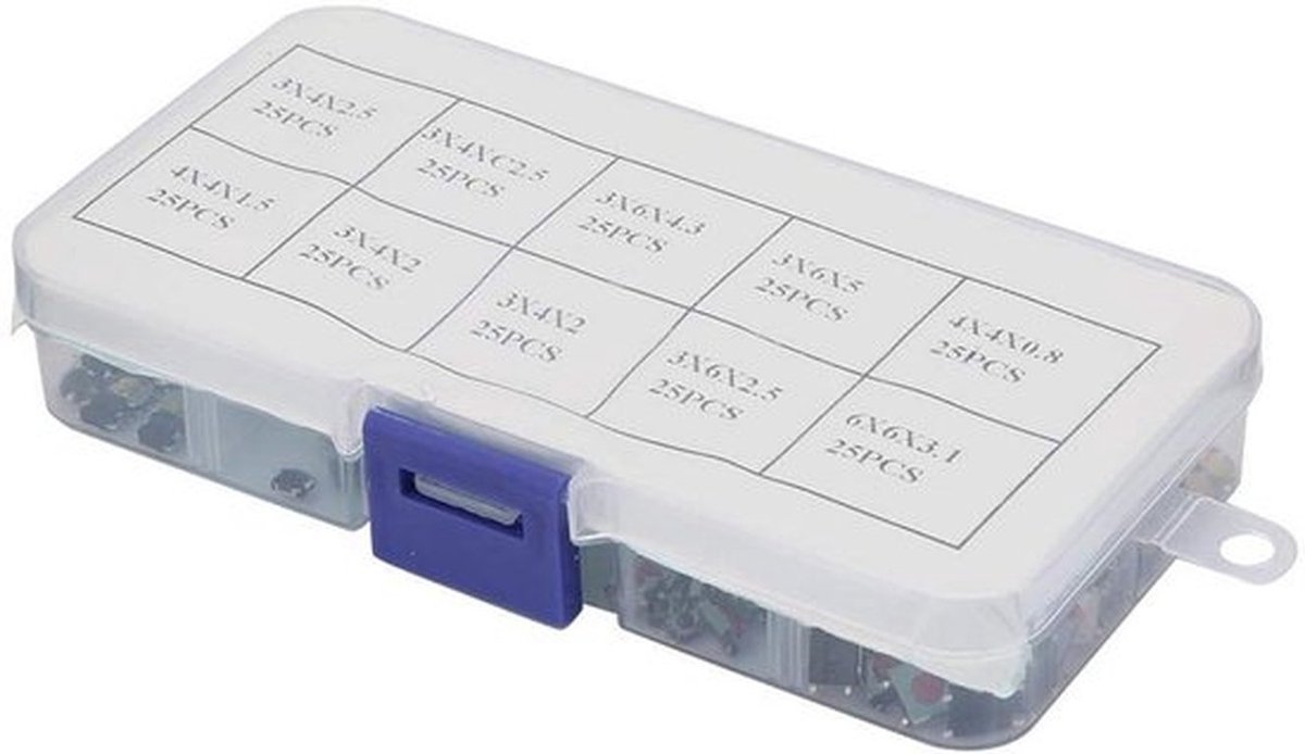 Micro Push Button - Tactiele schakelaars - 250 stuks - Tactiele schakelaars - Geschikt voor diverse toepassingen - Assortiment kit