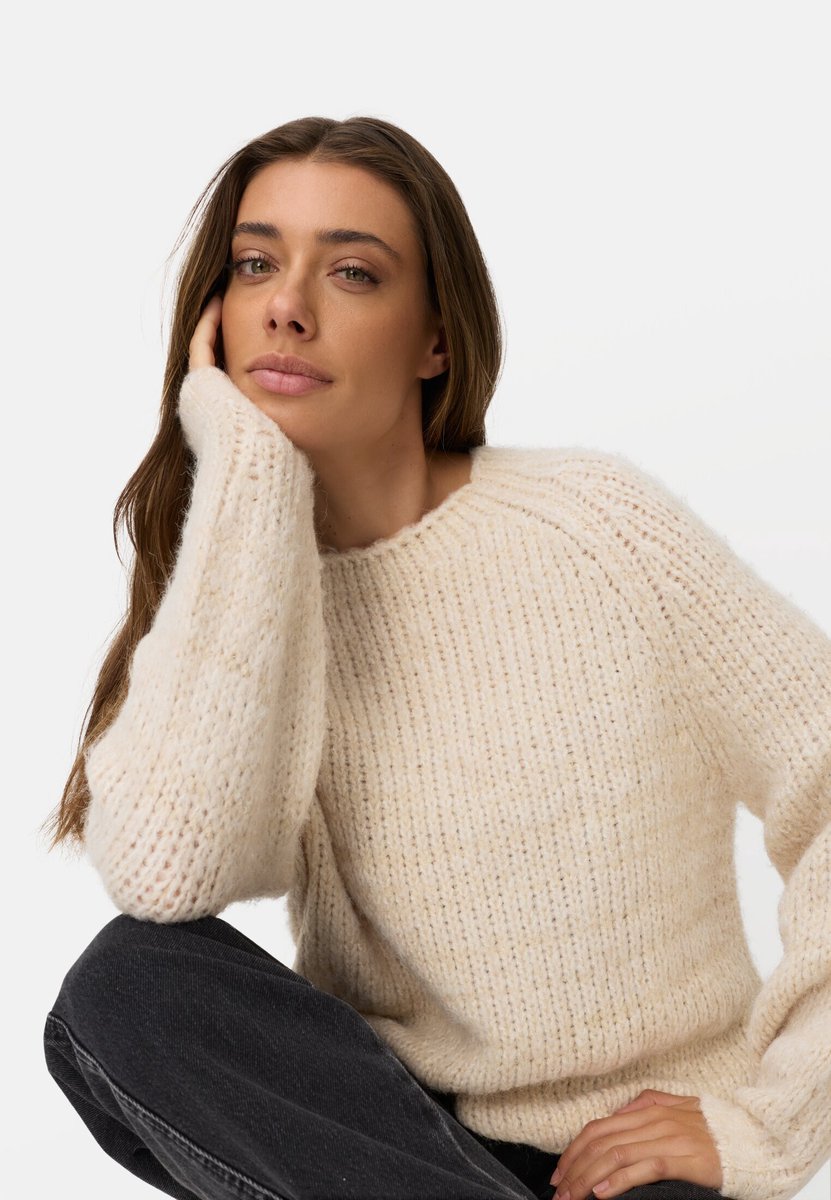 camel active Gebreide trui met wijde mouwen - Maat womenswear-M - Beige